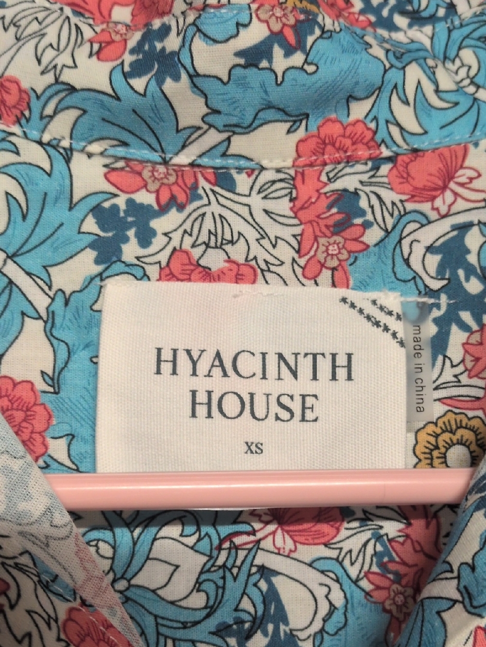 Tuckernuck Hyacinth House Blue & Coral Vines Cassidy Mini Shirt Dress XS - Picture 4 of 11